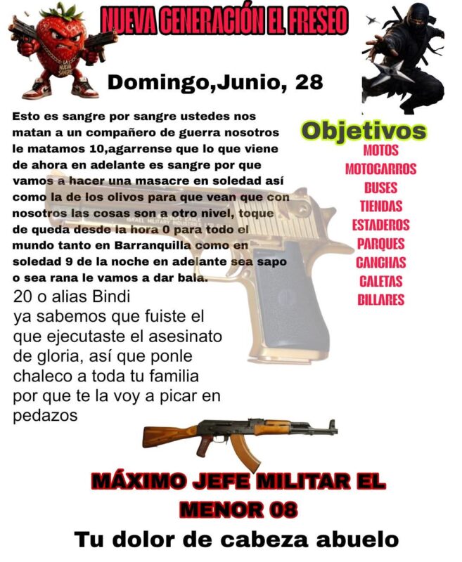 Investigan panfleto con amenazas de ataques sicariales tras crimen de joven en Costa Hermosa